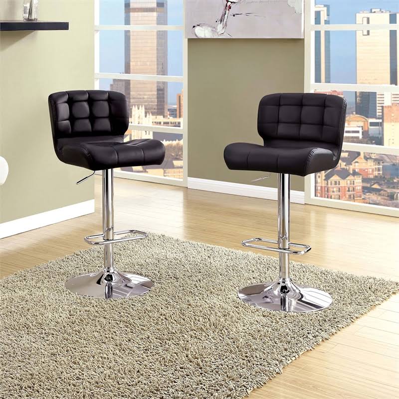 Black Faux Leather Adjustable Bar Stool G9287