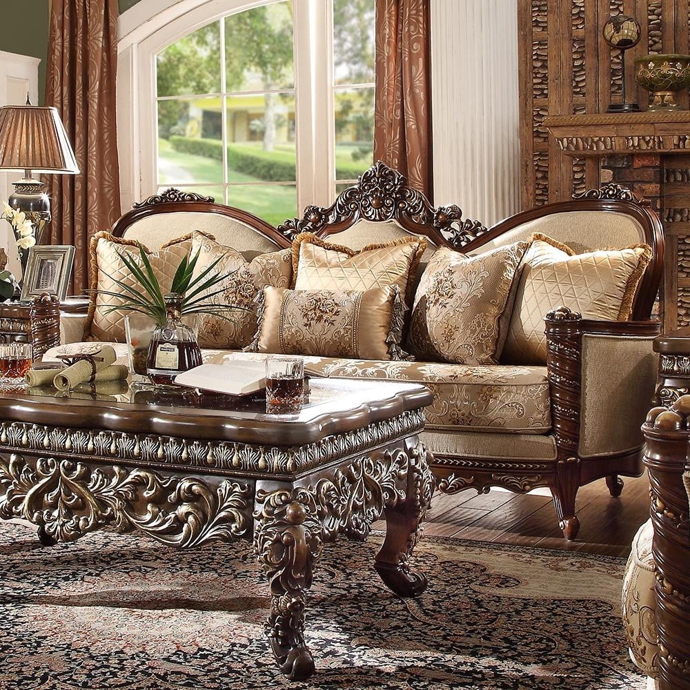 Carved Wood 3Pcs Sofa Set I589673
