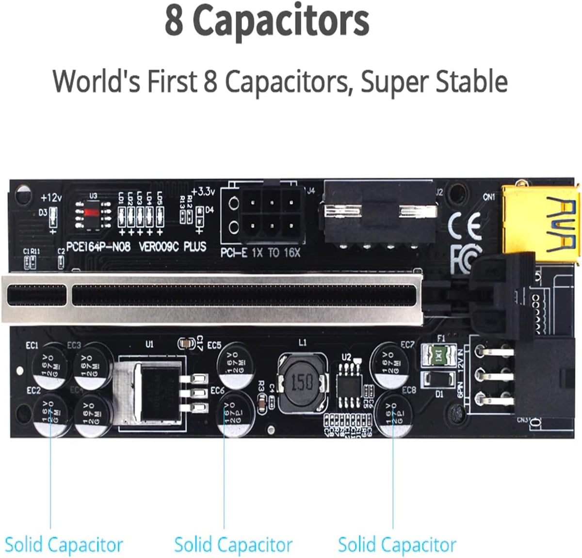 6PCS USB 3.0 PCI-E Riser Card U350