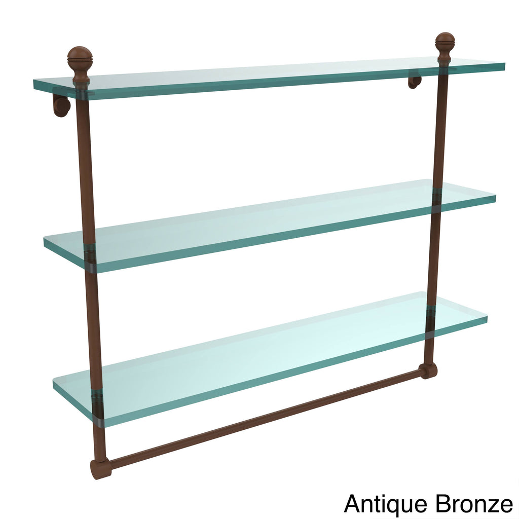 Satin Nickel Triple Tiered Glass Shelf with Towel Bar K812