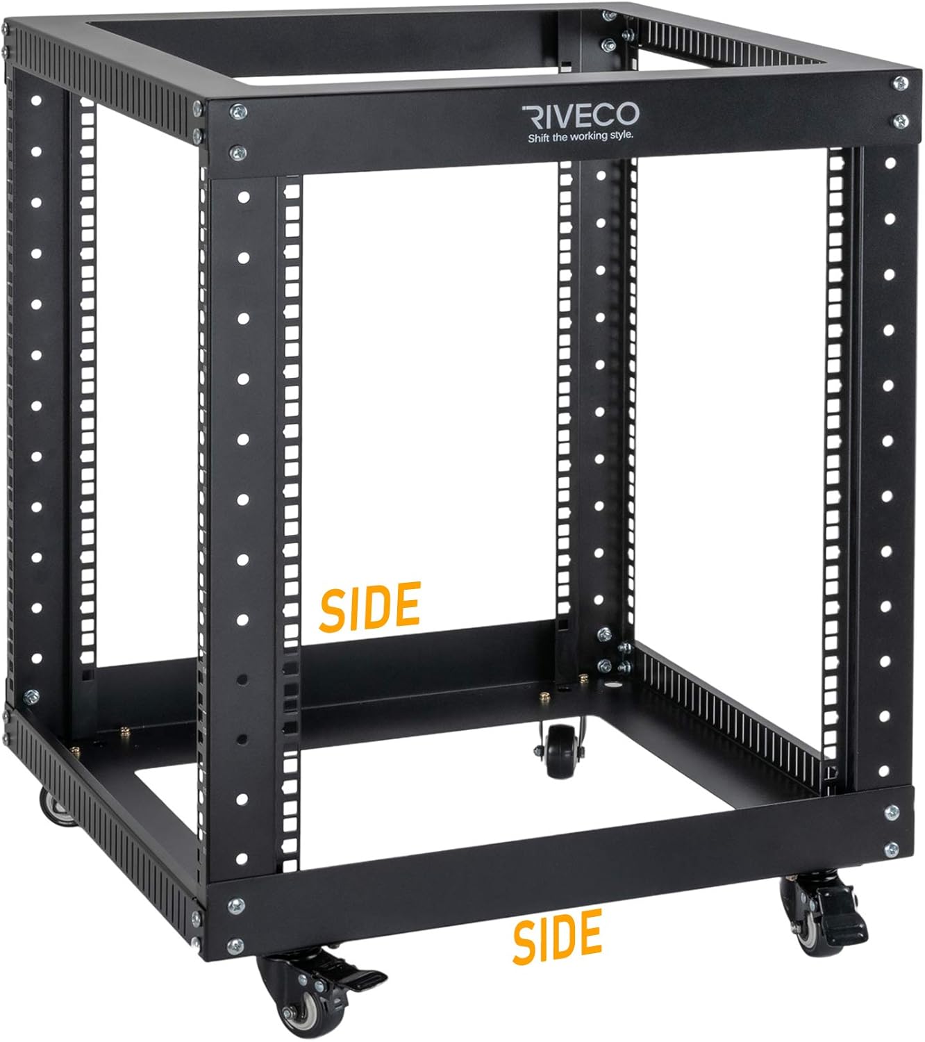 12U Open Frame Server Rack with Casters Black P747869