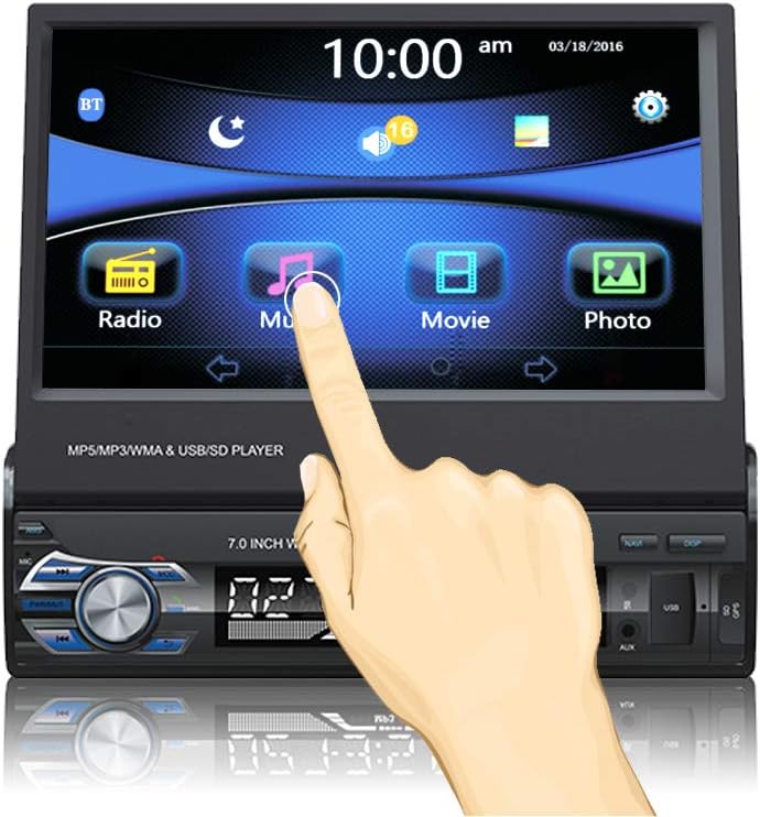 7 Inch Single Din Touchscreen Car Stereo with Wireless Remote Control L97633