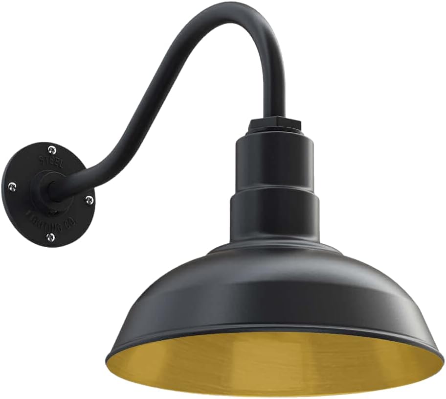 Matte Black Steel Gooseneck Barn Light B686582