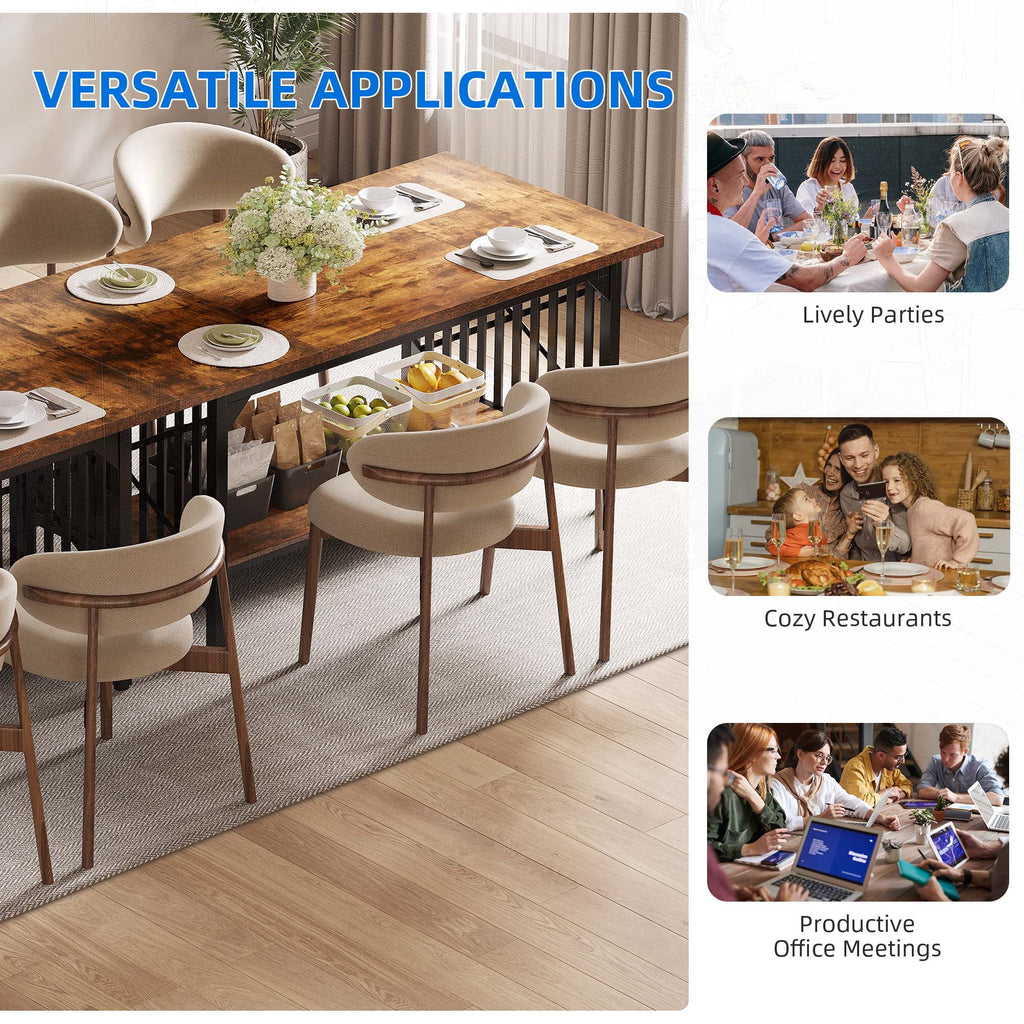 Rustic Brown Industrial Rectangular Wood Dining Table with Storage B2326