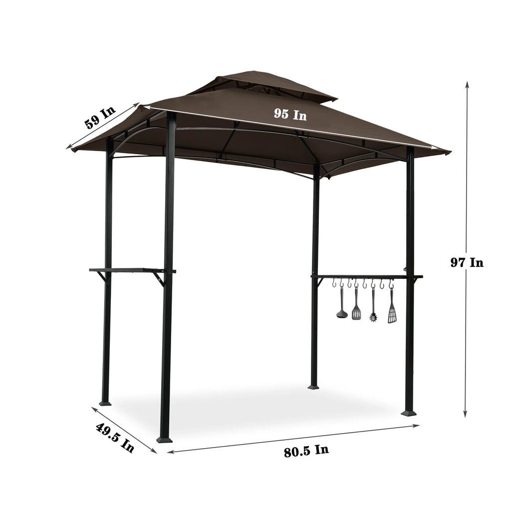 Brown Steel Frame Grill Gazebo with Canopy X1859