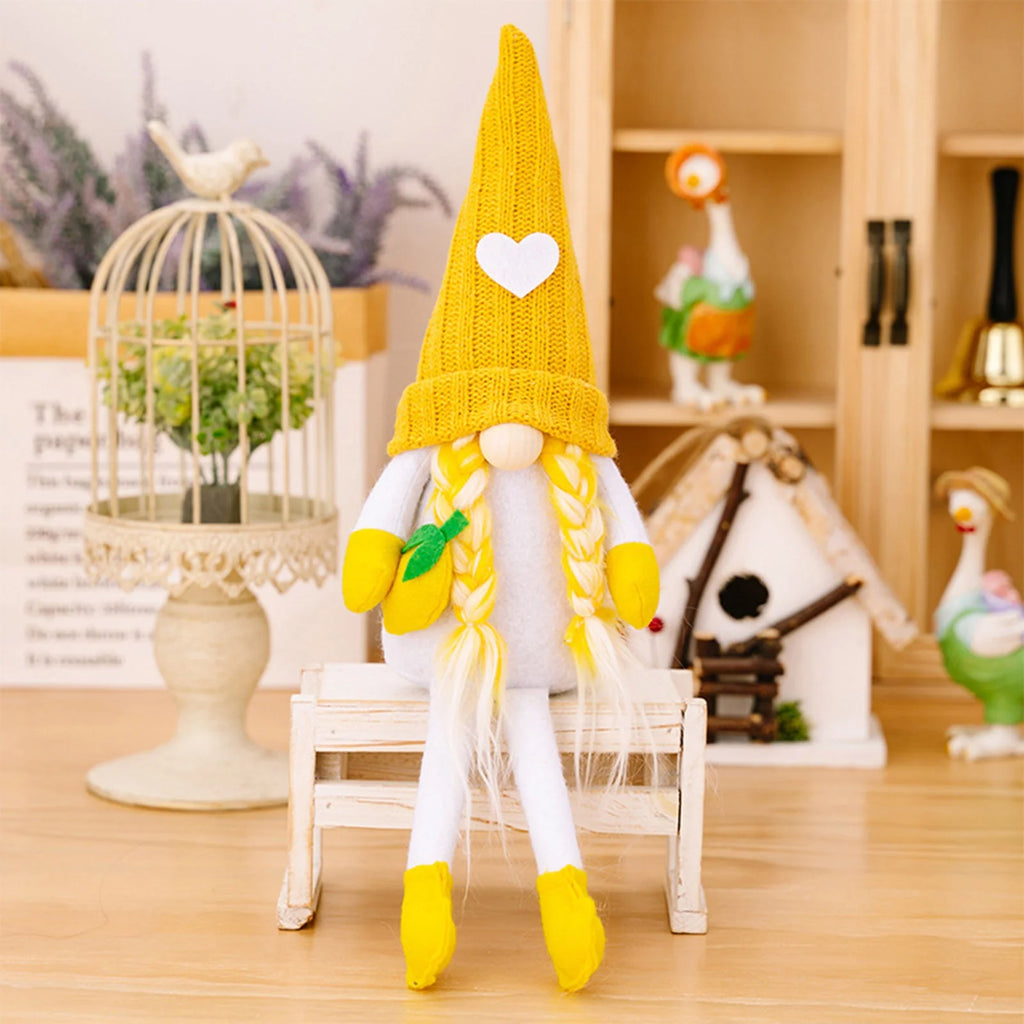 Yellow Knitted Faceless Doll Lemon Hanging Leg Doll R269
