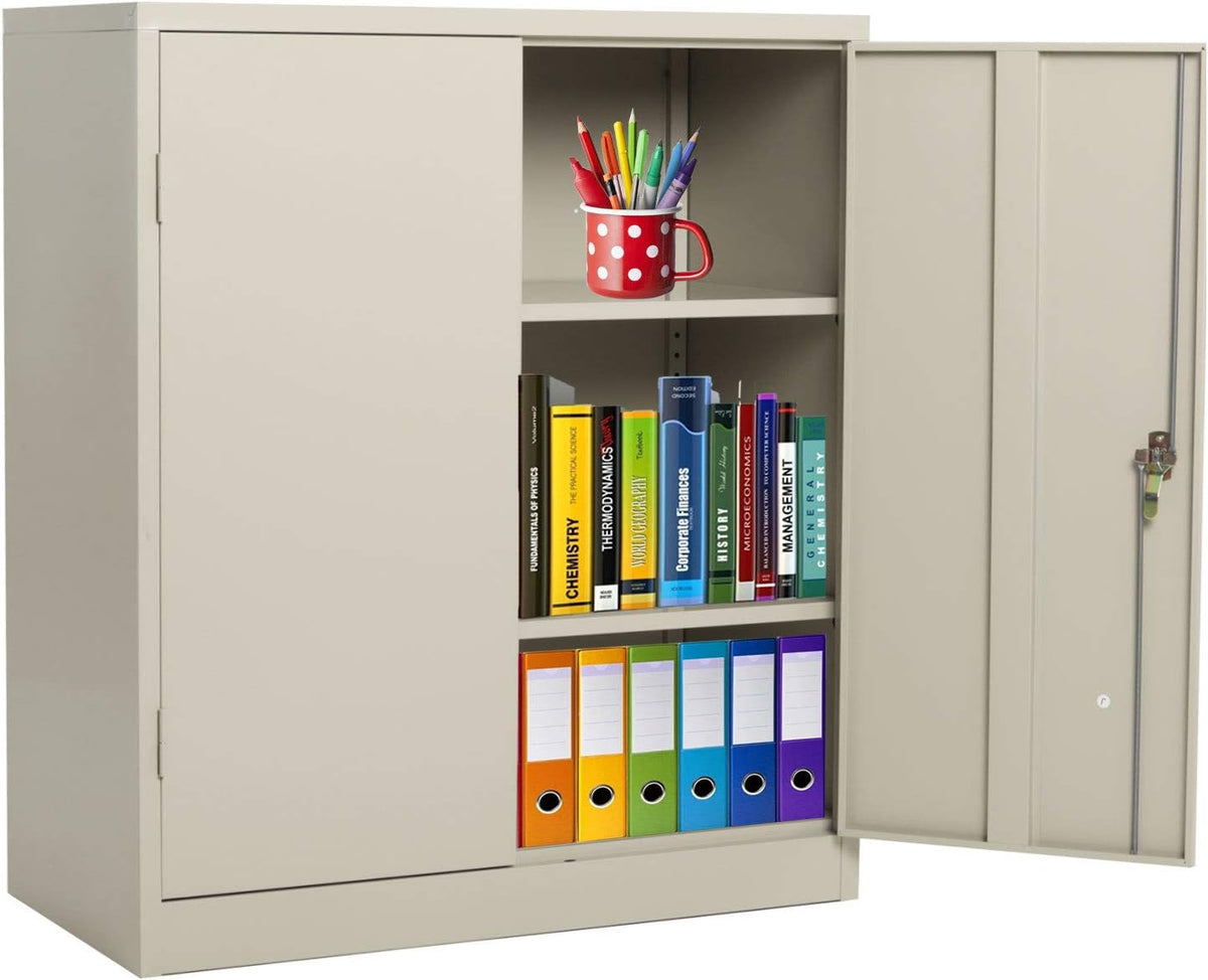Tall Metal Storage Cabinet with Doors, Lockable 72" Steel Cabinet with 4 Adjustable Shelves (Black) D409833
