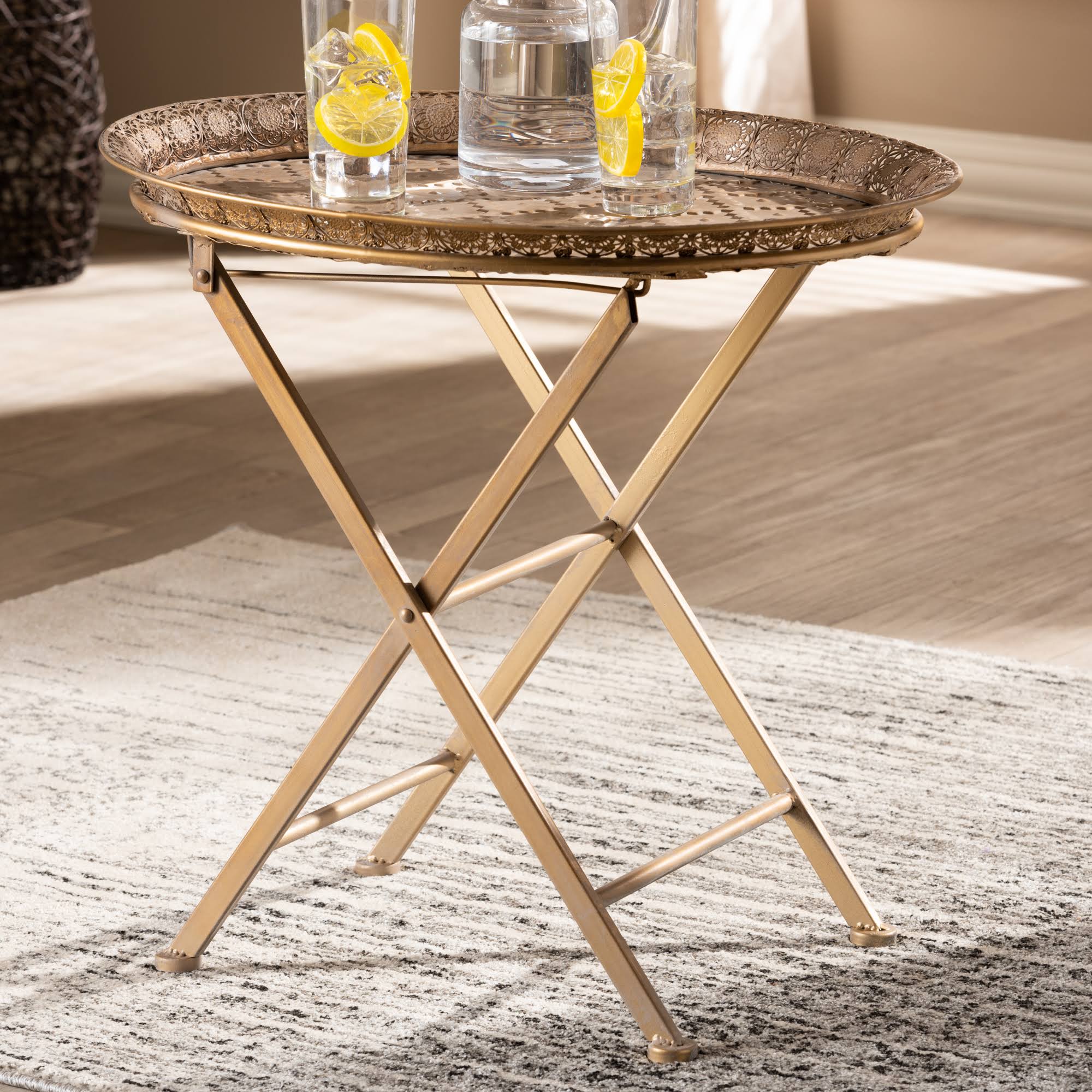 Gold-Tone Metal Folding Tray Table D3220