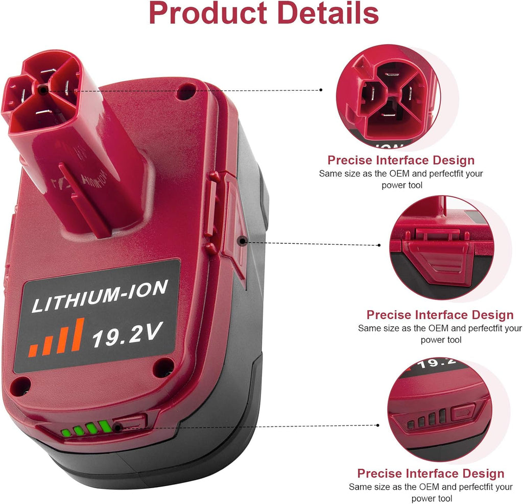 2Pack 19.2 Volt Lithium Ion Battery Replacement for Craftsman DieHard C3 Cordless Power Tool O484726