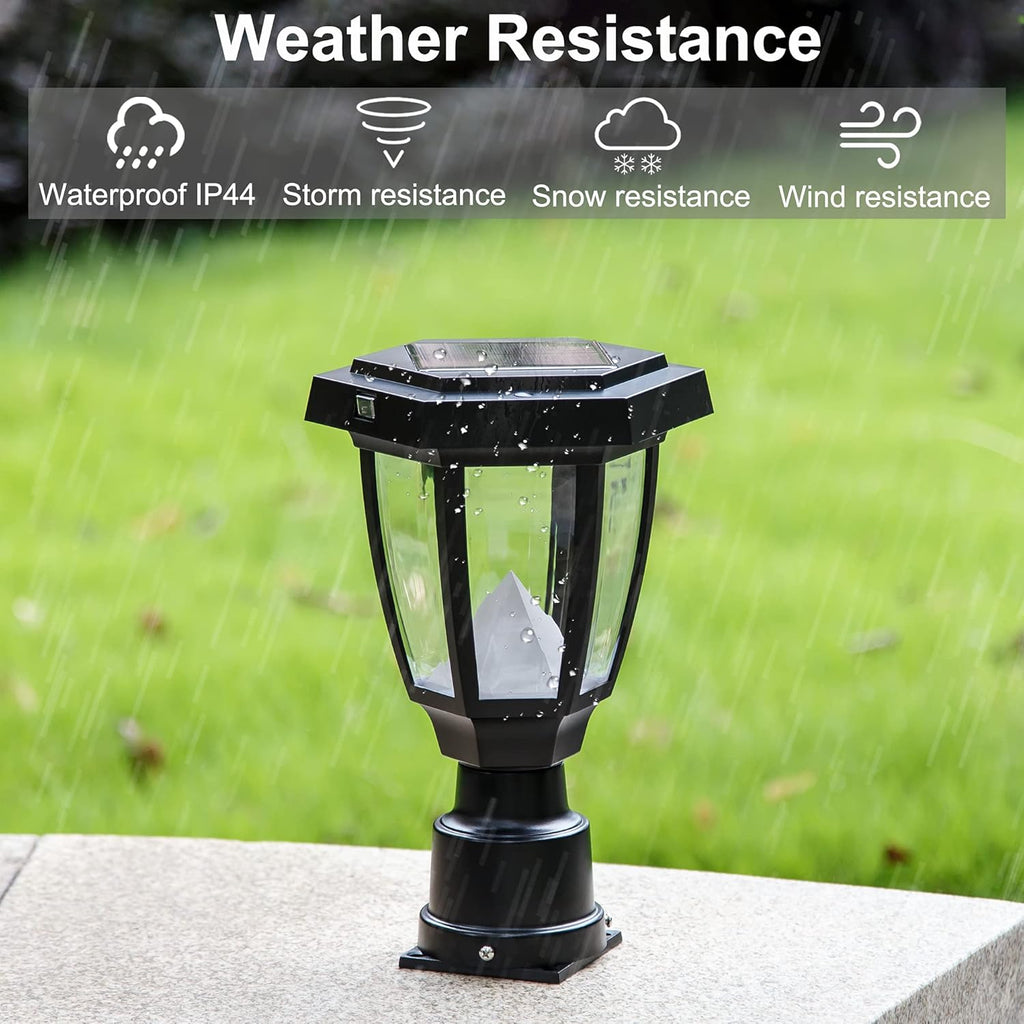 Black Plastic LED Outdoor Post Light Lantern Z498898
