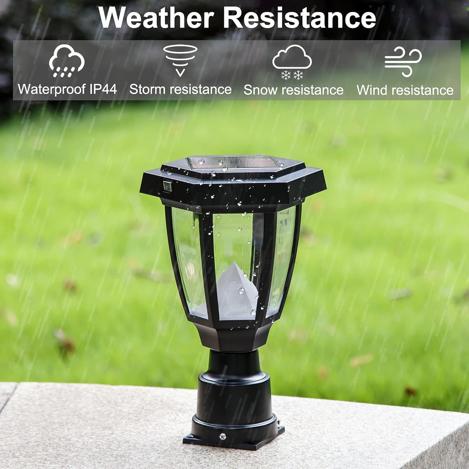 Black Plastic LED Outdoor Post Light Lantern Z498898