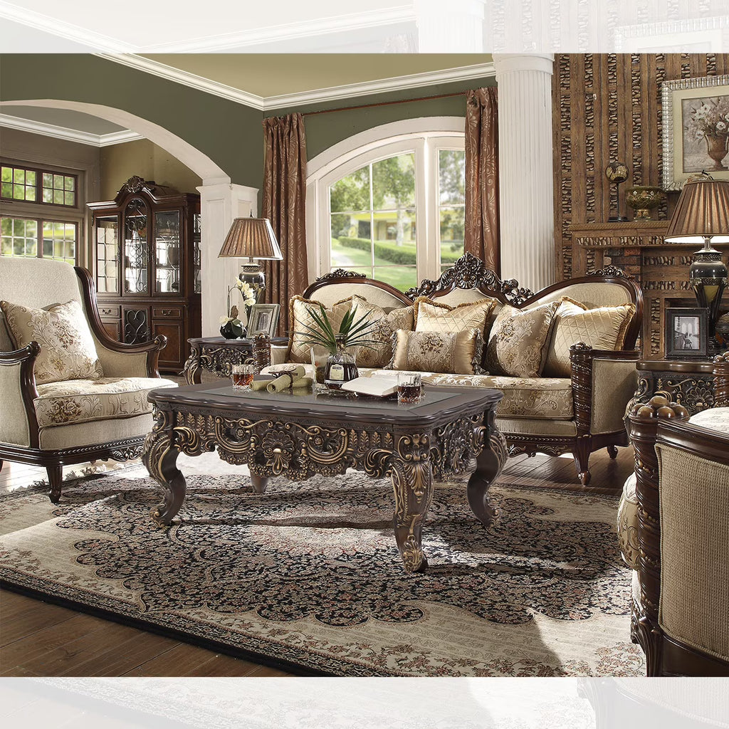Carved Wood 3Pcs Sofa Set I589673