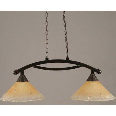 Two Light Island Bronze Finish with Amber Crystal Glass R715