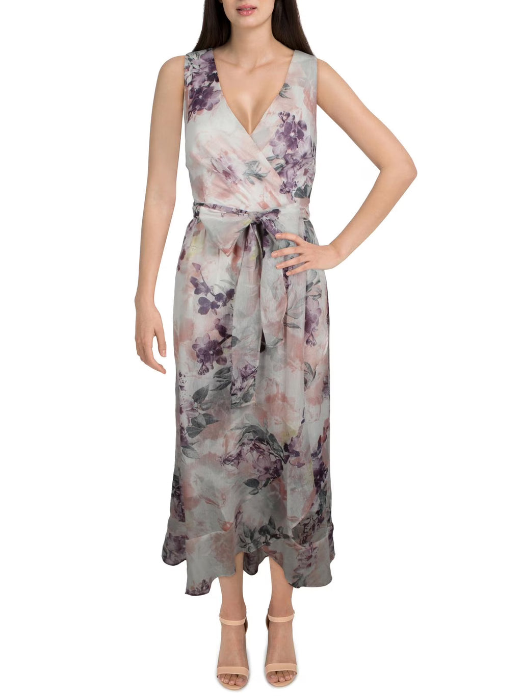 Chiffon Faux-Wrap Maxi Dress T442182