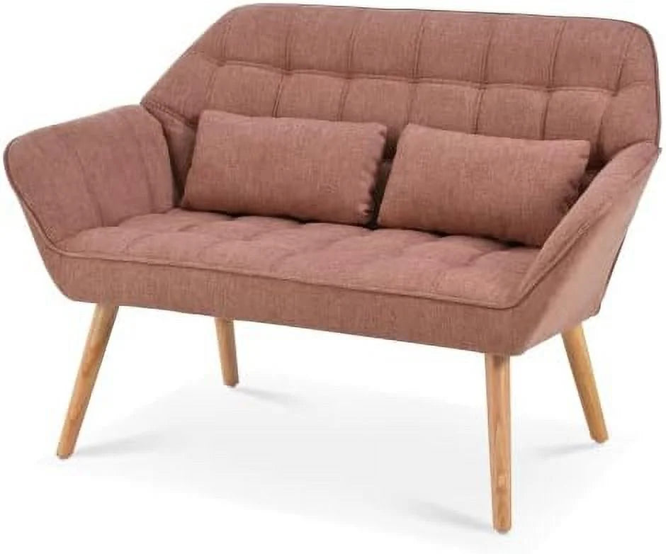 Blue Linen 2-Seat Loveseat Sofa with 2 Pillow Q550583
