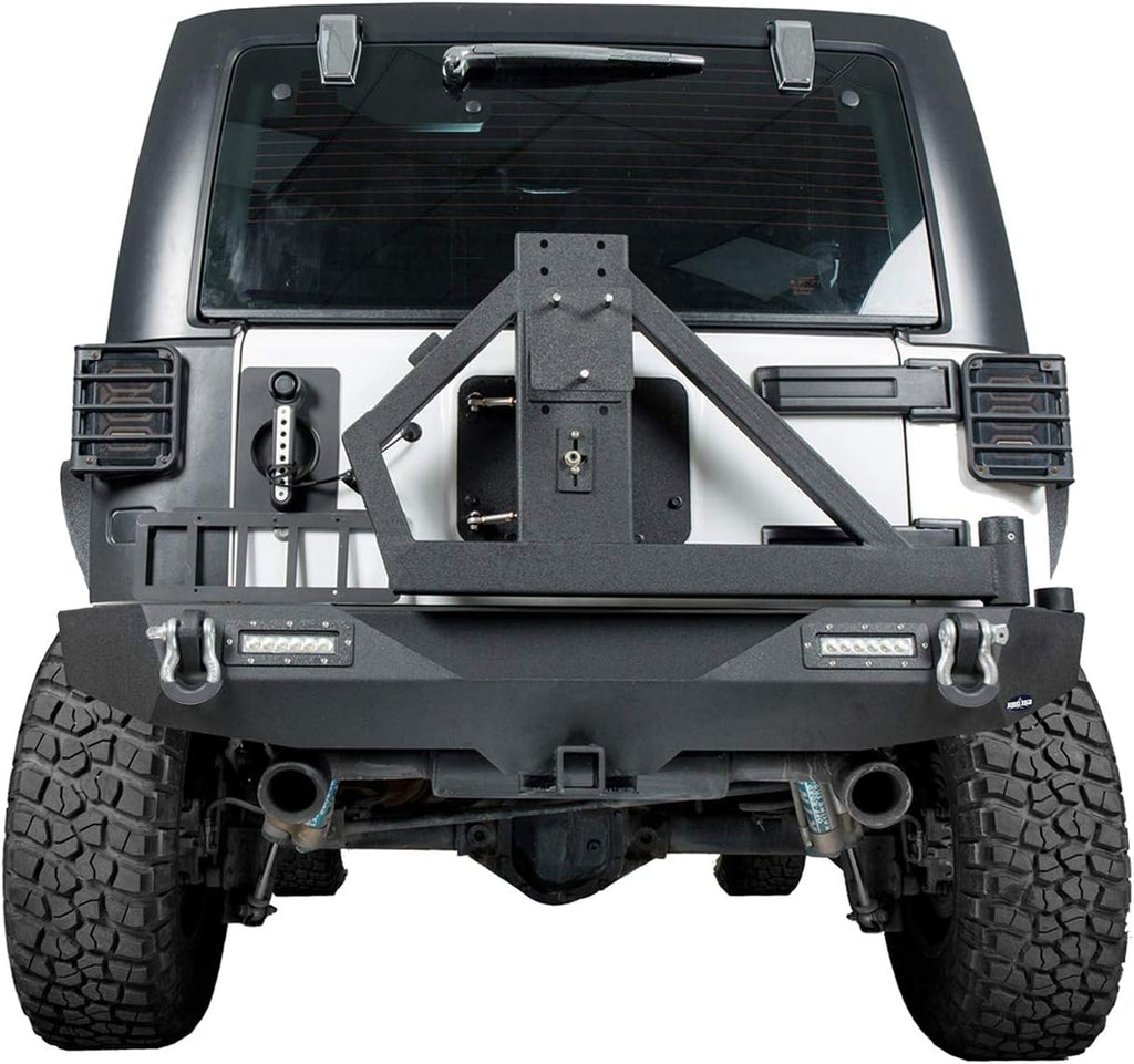 Front & Rear Bumpers Combo with Winch Plate & Spare Tire Carrier & LED Lights & D Rings Q6792