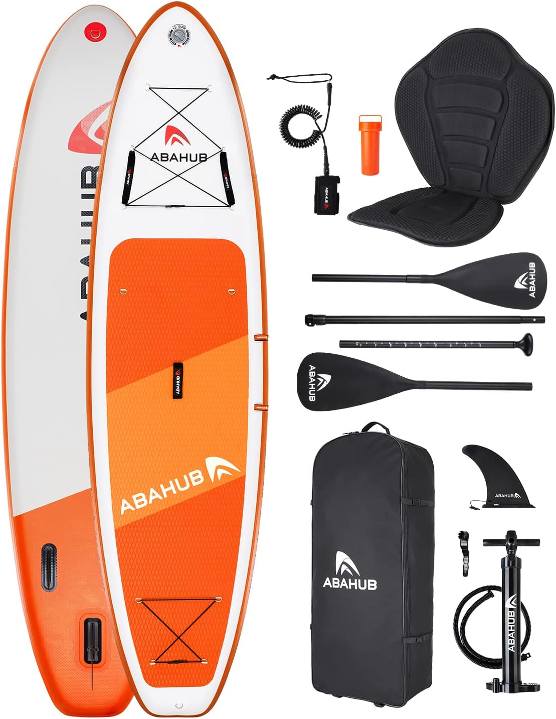 Inflatable SUP Standup Paddleboard with Adjustable 4 Piece 2 in 1 Paddle and Kayak Seat D4469