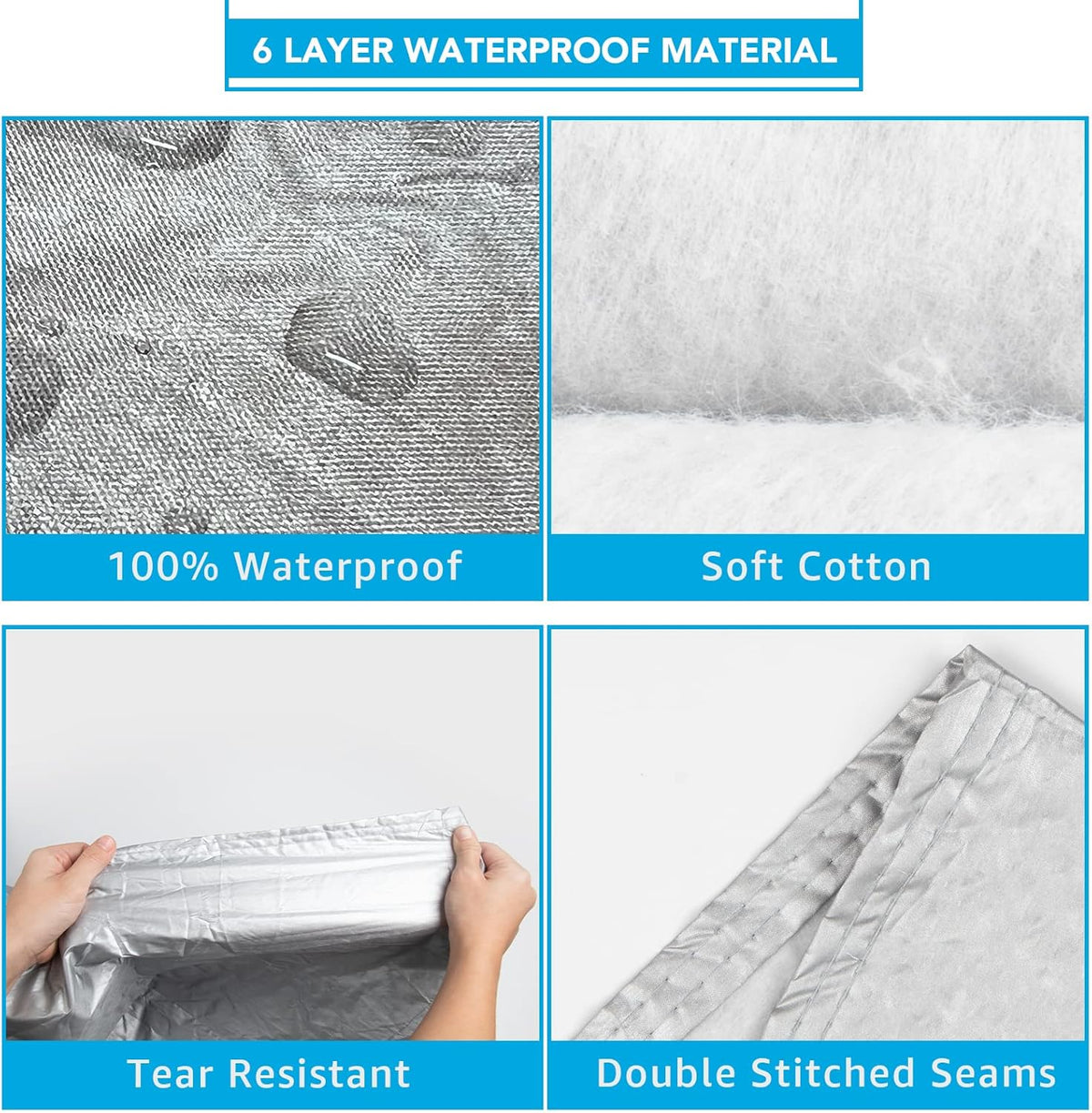 6 Layers Waterproof Full Exterior Car Cover with Zipper P250324