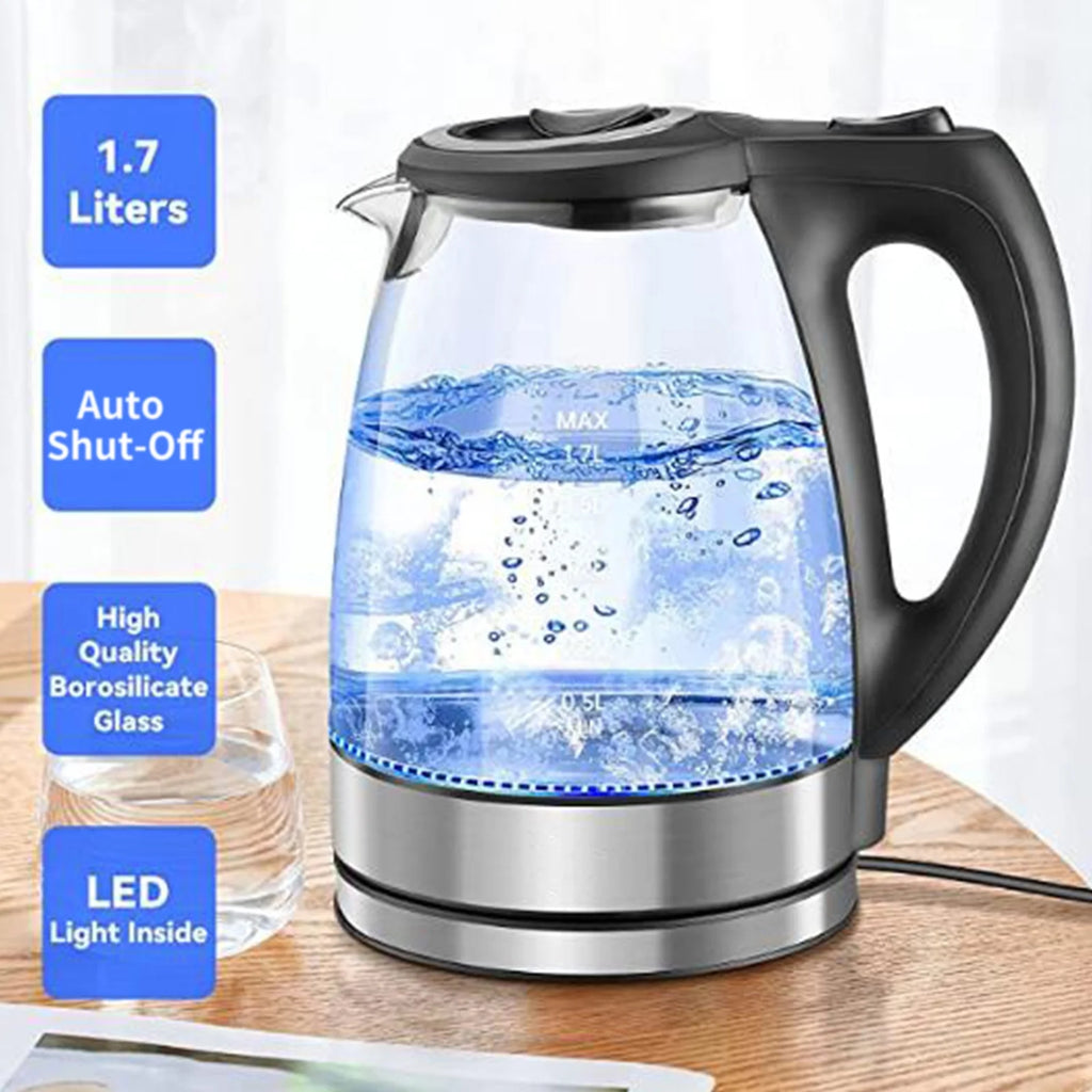 Electric Kettle 1.7L Glass with Auto Shut-Off Y8358