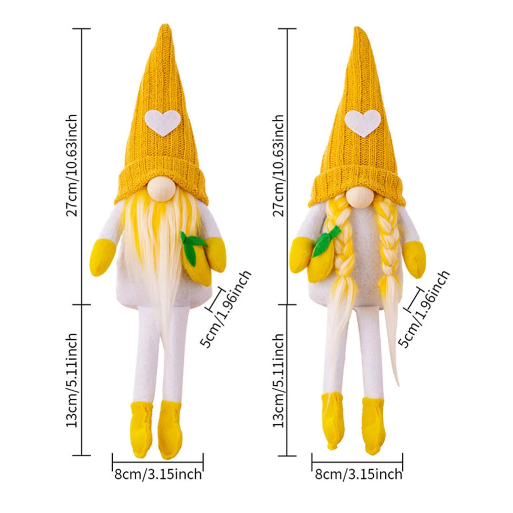 Yellow Knitted Faceless Doll Lemon Hanging Leg Doll R269