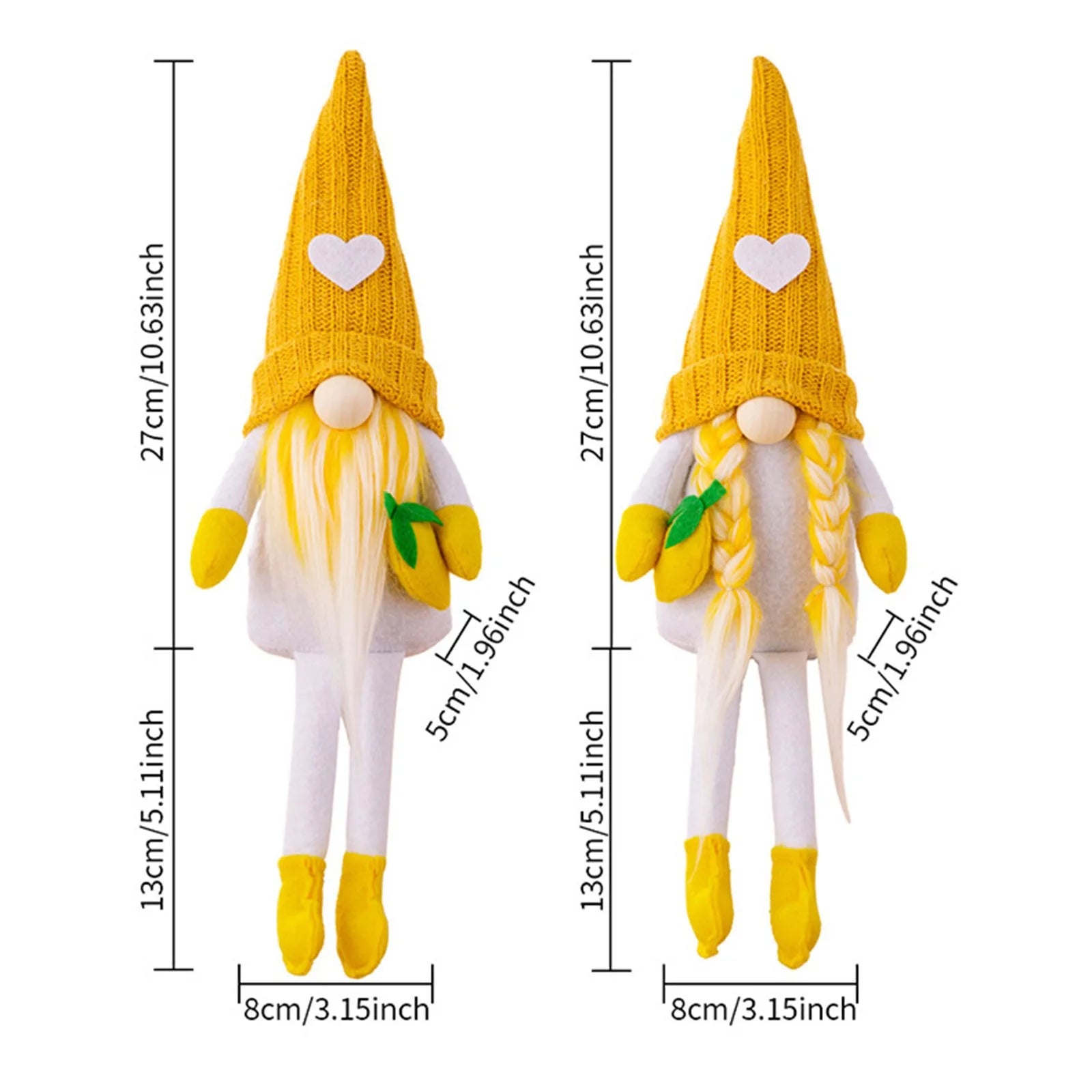 Yellow Knitted Faceless Doll Lemon Hanging Leg Doll R269