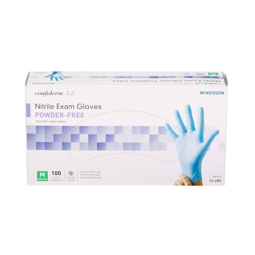 3.8 Exam Glove Medium Nitrile Blue, Case of 1000 S124489