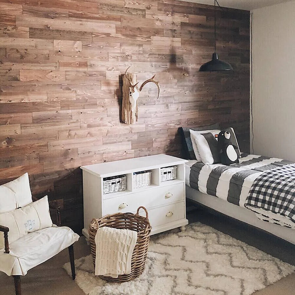 Reclaimed Wooden Wall Planks, Peel and Stick, 10 Sq. ft G876