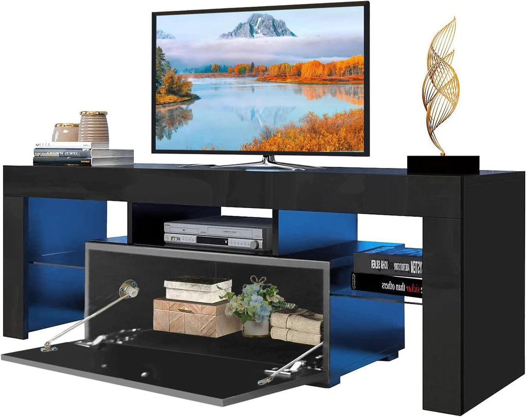 Black LED TV Stand with Storage Drawer F7916