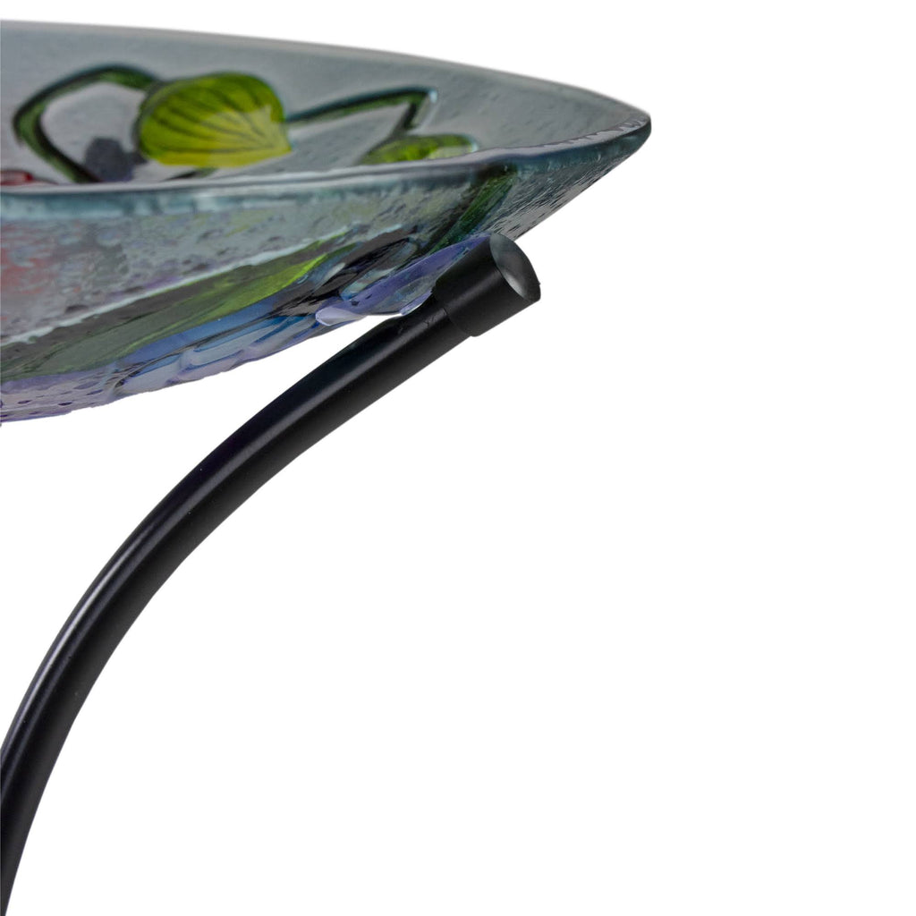 Hand Painted Glass Outdoor Birdbath S458