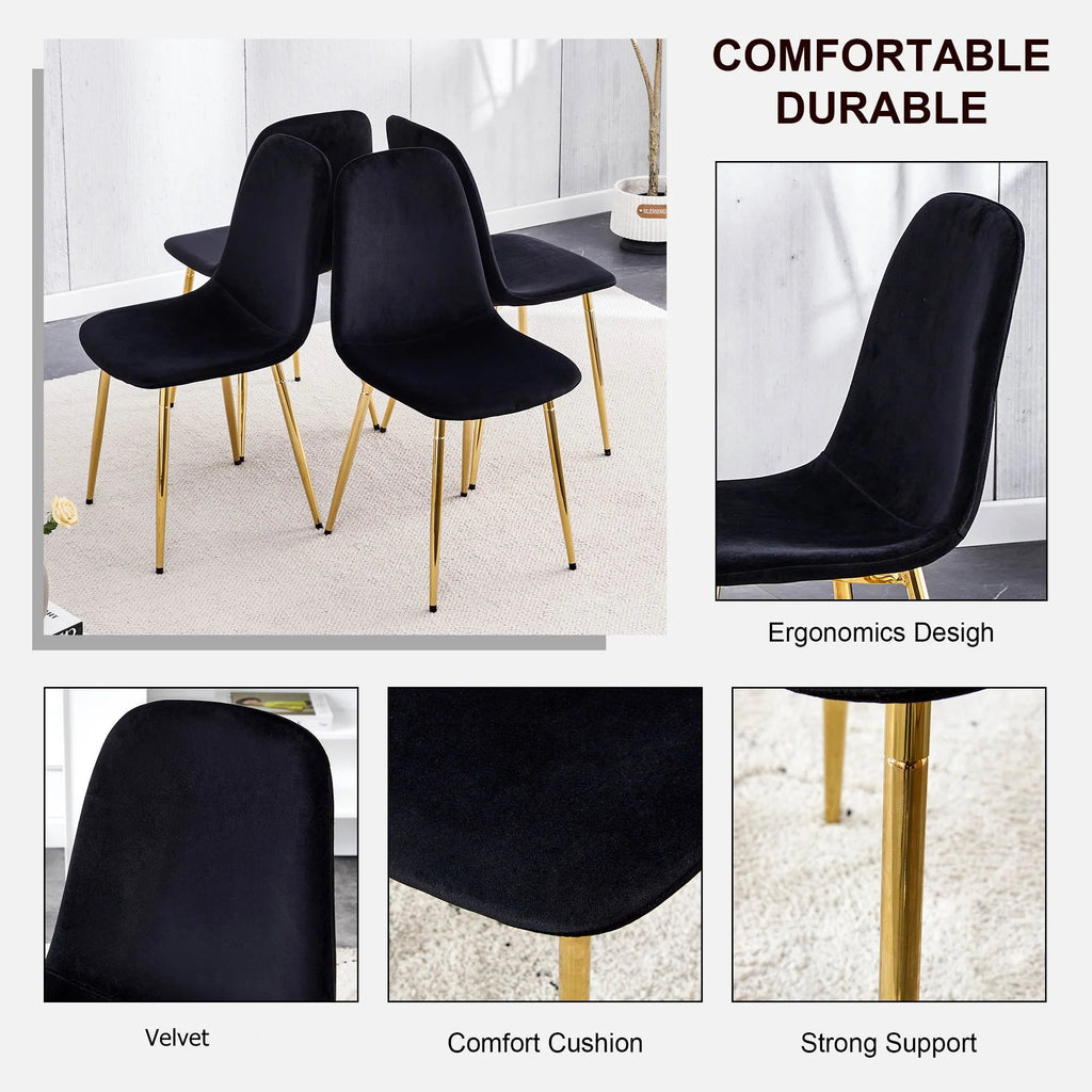 Set of 4 Velvet Dining Chairs with Golden Metal Legs G117443