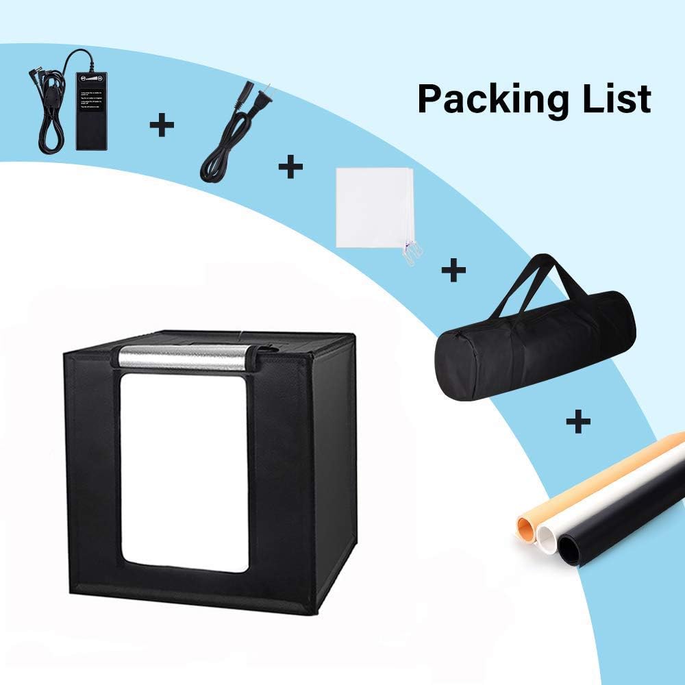 Photo Studio Light Box 24 x 24 Inch Photography Shooting Tent Kit with LED Lights, Carry Bag and 3 Color Backdrops R85745