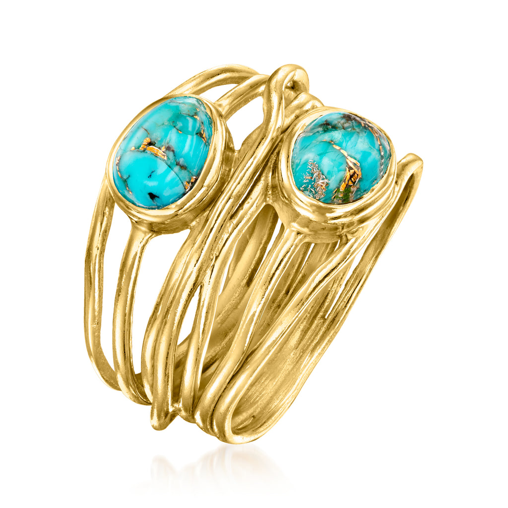 Turquoise Highway Ring in 18kt Gold Over Sterling M97599