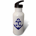 Blue and White Sailing Anchor Sports Water Bottle A733874