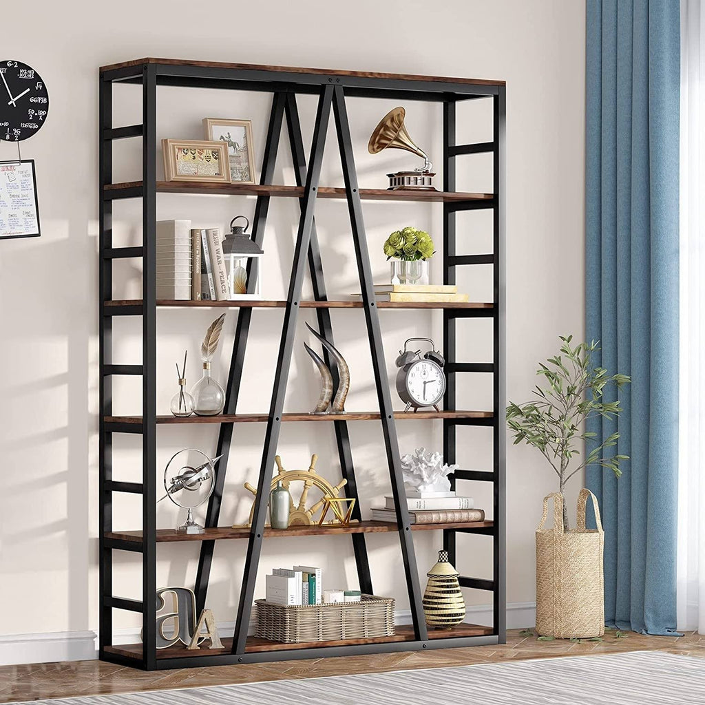 White 6 Tier Industrial Bookshelf G54568