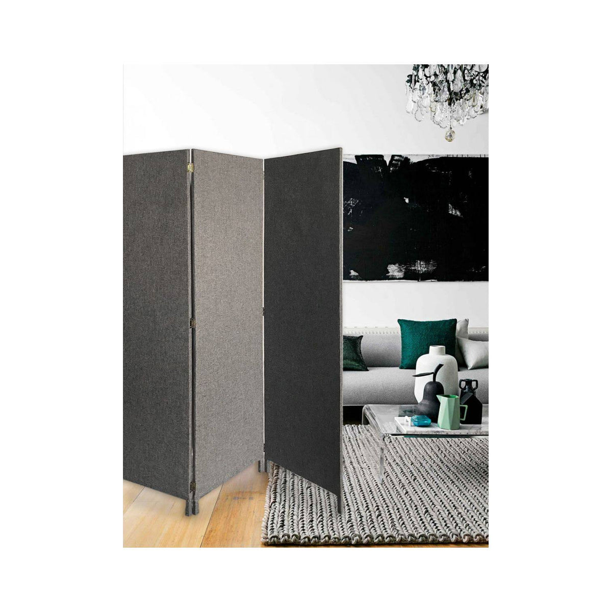 3 Panel Fabric Soho Screen - Grey F261427