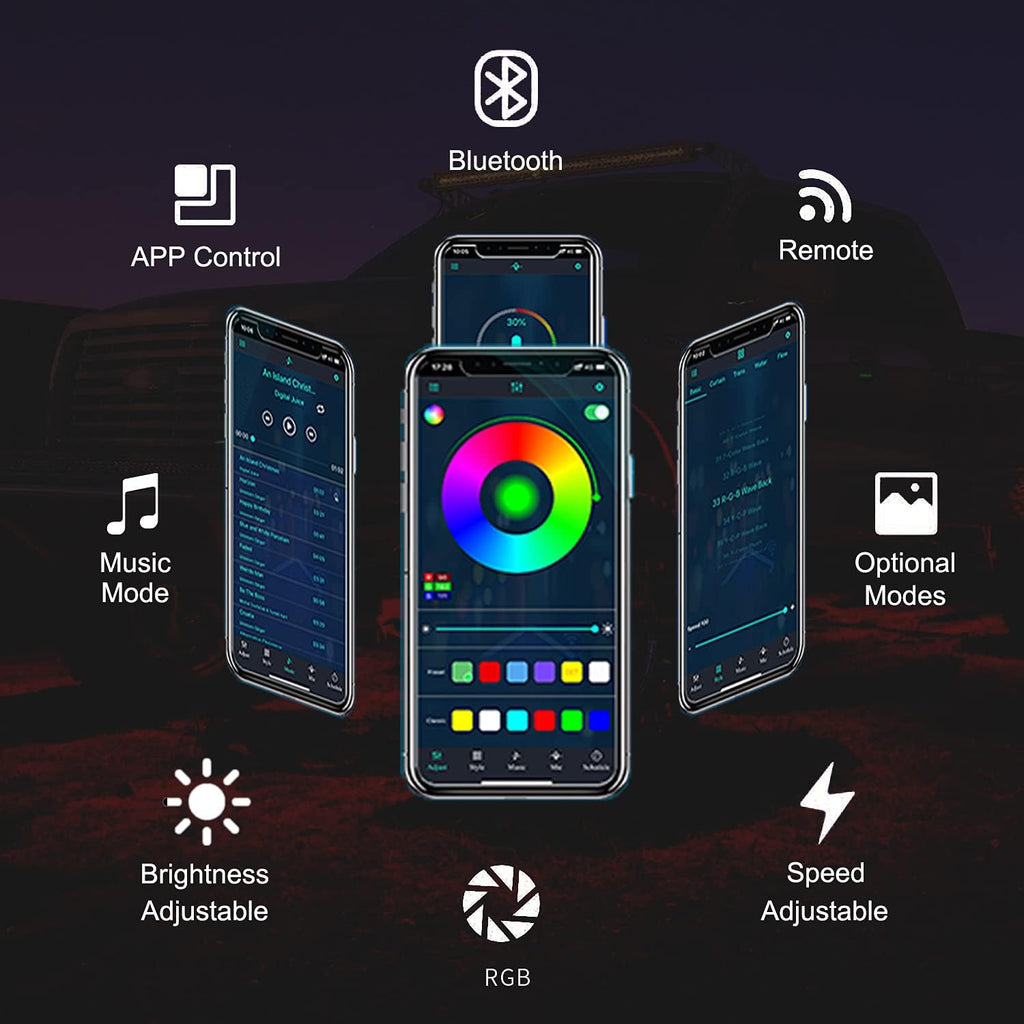 8 Pods Multicolor LED Rock Lights with APP Control G748