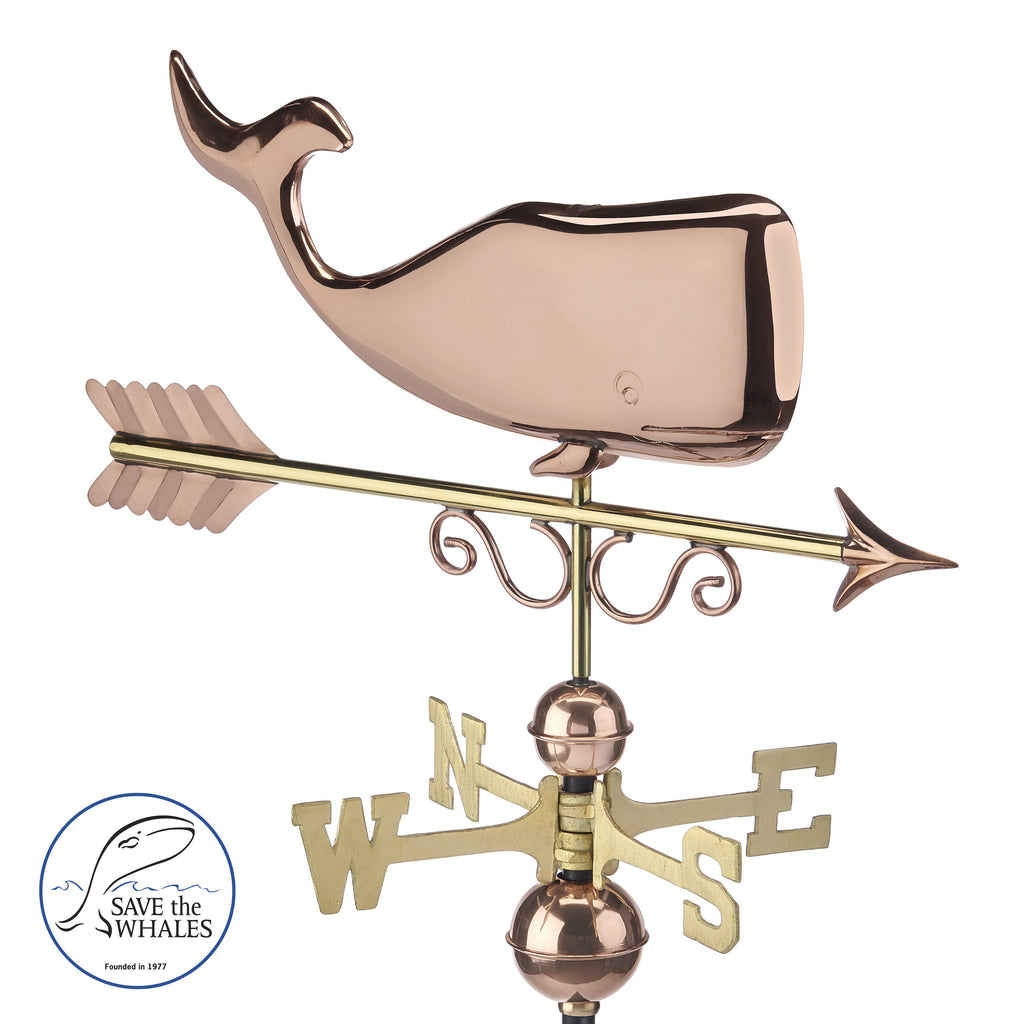 Pure Copper Save The Whales Weathervane M925