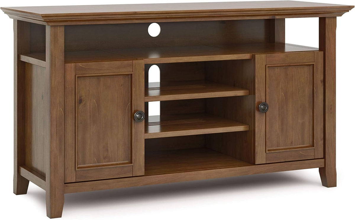 Solid Wood TV Media Stand with Storage Cabinet and Shelves J628830