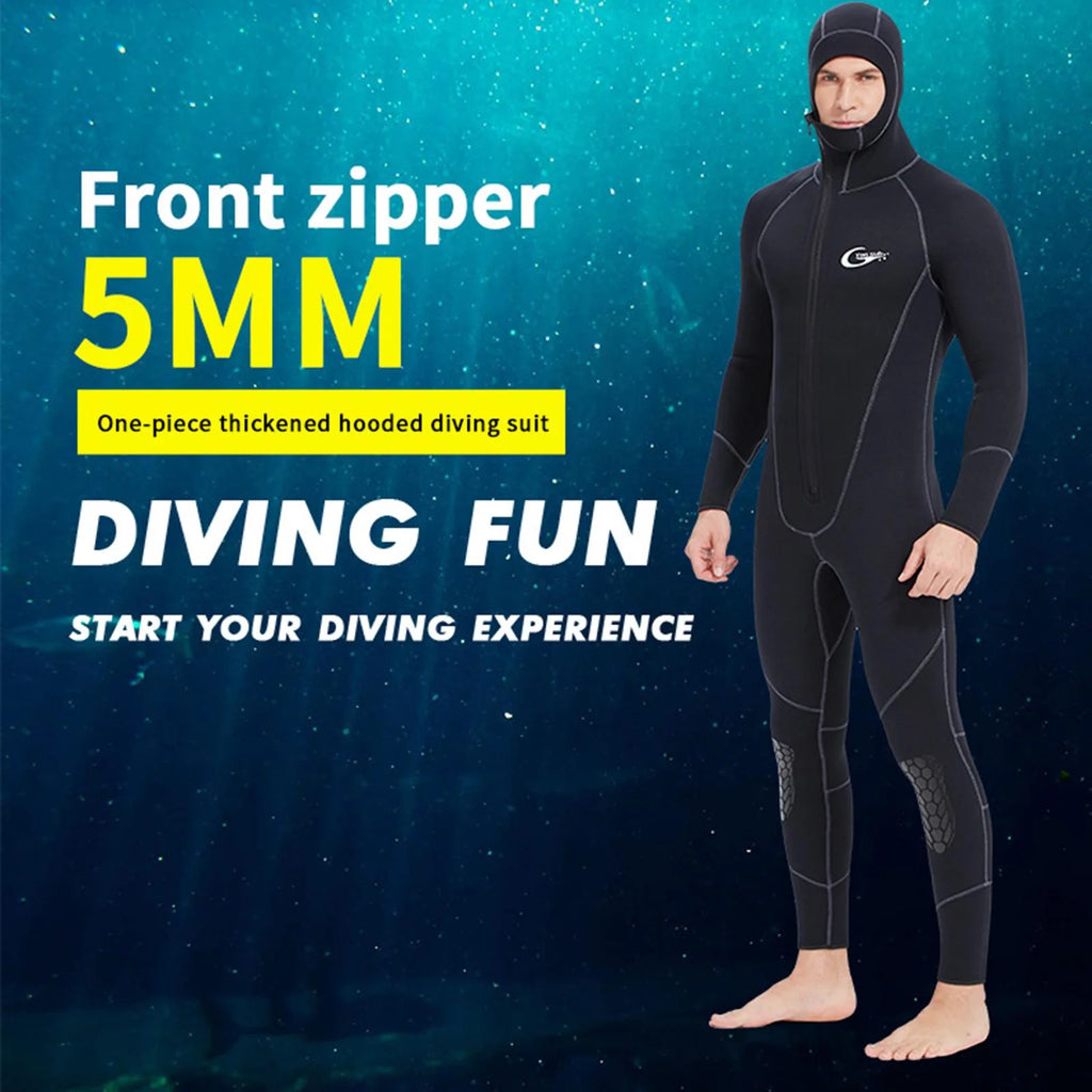 Mens 5mm Hooded Neoprene Scuba Diving Suit XL T389047