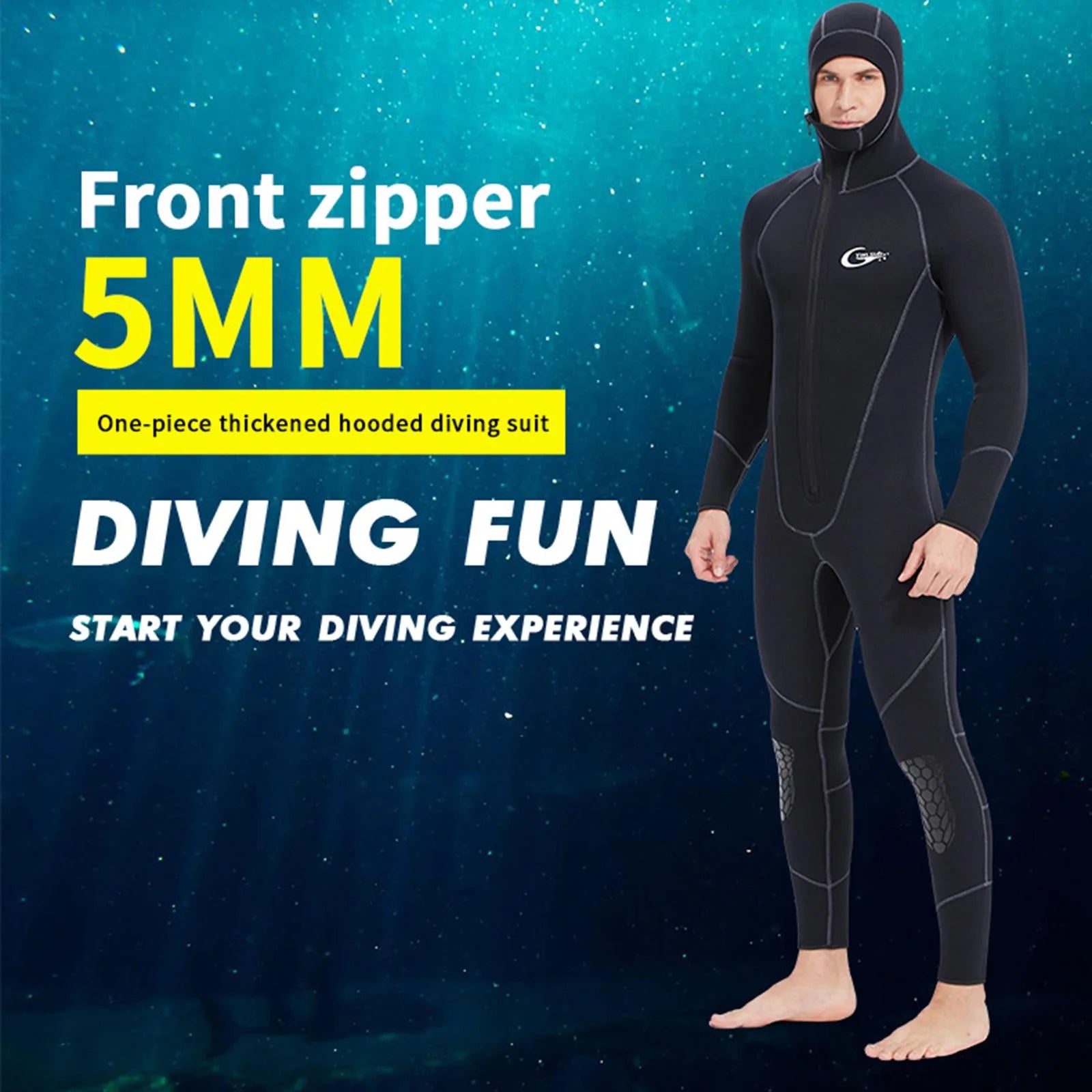 Mens 5mm Hooded Neoprene Scuba Diving Suit XL T389047