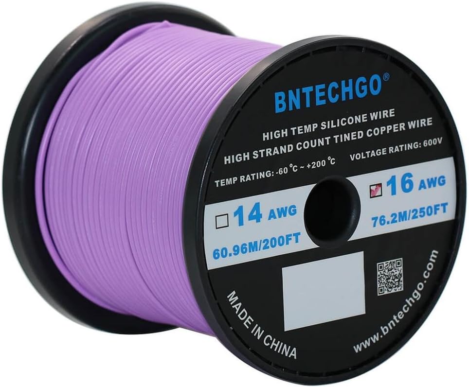 16 Gauge Silicone Wire Spool 500 ft Black Flexible 16 AWG Stranded Tinned Copper Wire Q87349