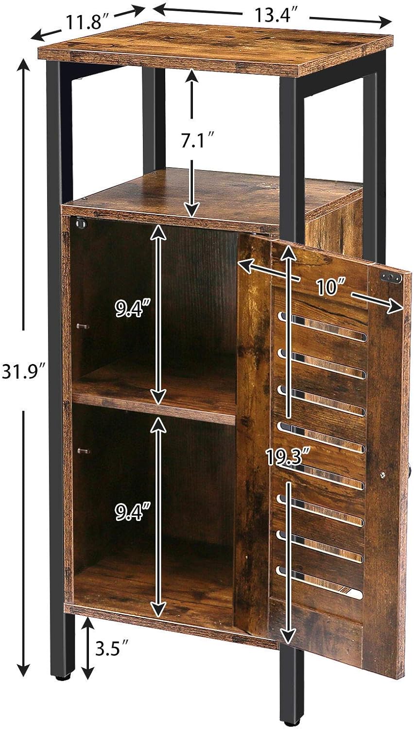 Bathroom Cabinet with Doors and Height-Adjustable Shelves D736103