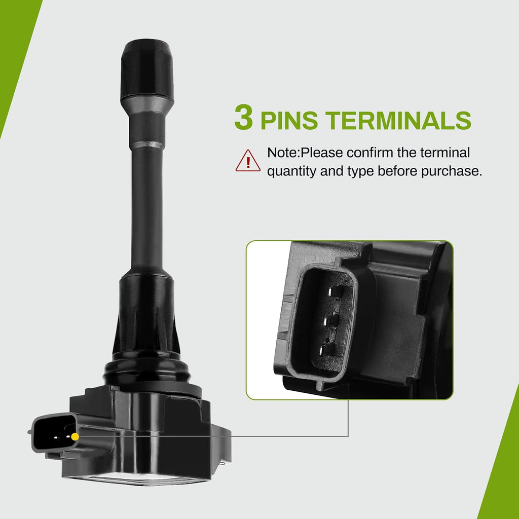 Ignition Coils 4-Pack Compatible with 2007-2018 Versa Sentra Rogue Urvan Pathfinder NV200 NV350 - 2014-2015 Infiniti QX60 - L4 1.6L 1.8L 2.0L 2.5L Pack of 2 U751928
