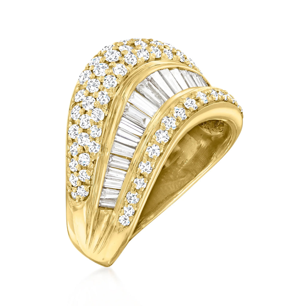 Vintage 1.34 ct. t.w. Diamond 3-Row Ring in 18kt Yellow Gold X59901
