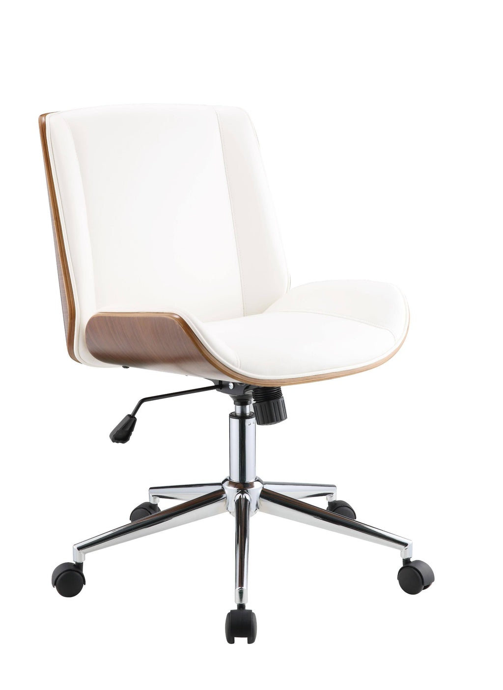 White Leatherette and Walnut Office Chair T409
