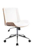 White Leatherette and Walnut Office Chair T409