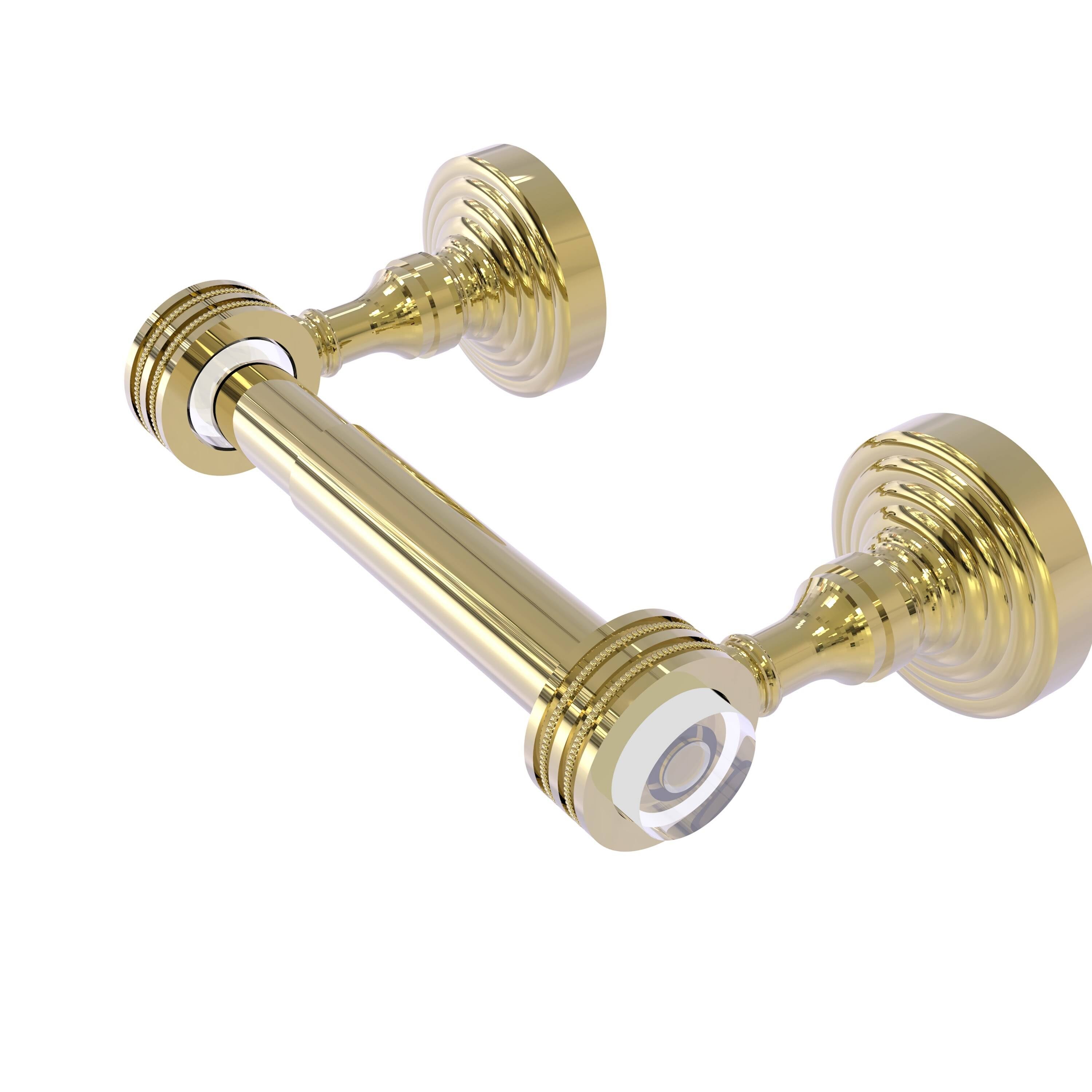 Two Post Toilet Paper Holder with Dotted Accents Unlacquered Brass T42344
