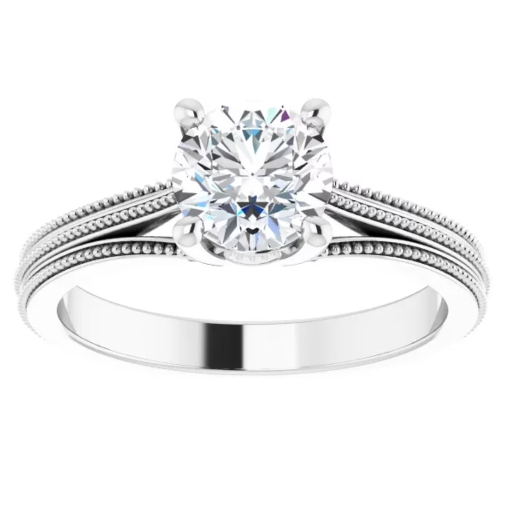 1 Ct Round Diamond Engagement Ring 14k White Gold N1251