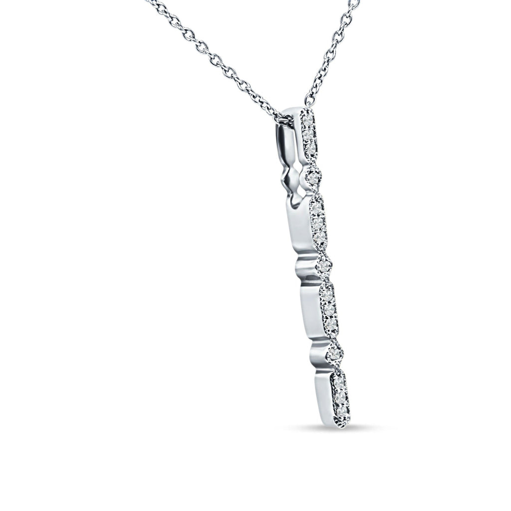 14K White Gold Diamond Drop Bar Pendant Necklace 18" M885835