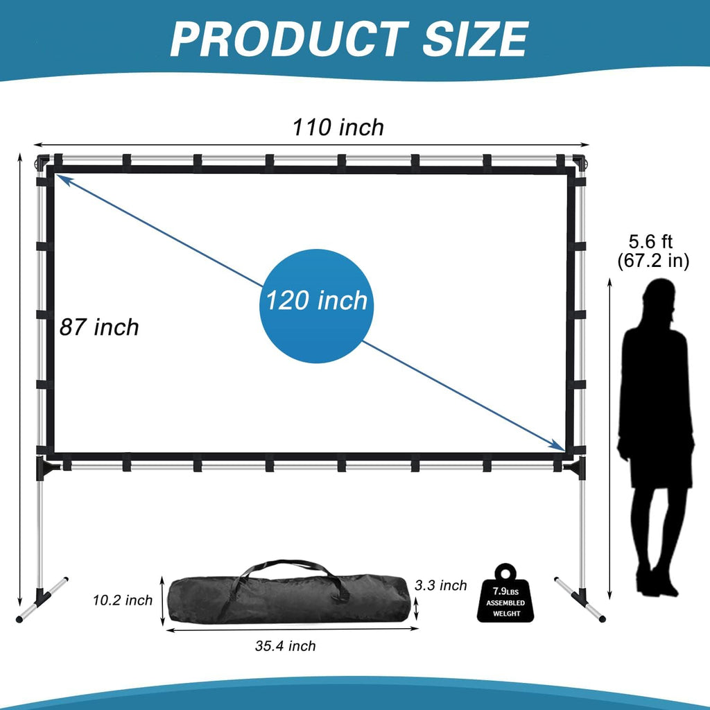 120 Inch Portable Projector Screen with Carry Bag A18045
